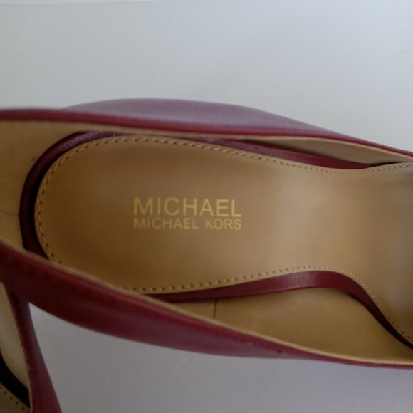 MICHAEL Michael Kors Chantal Rubin Red Leather Platform Pump Womens Size 7M - Picture 11 of 14